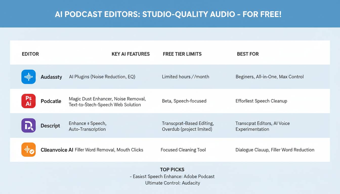 Best Free AI Podcast Editor – Create Studio-Quality Audio